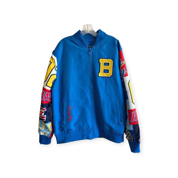Born Fly Reversible Bomber Jacket Mens XL Graphic Sleeves Embroidery Streetwear - Picture 1 of 7